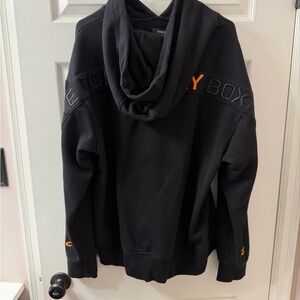 Boxy Black Hoodie with Orange Accents